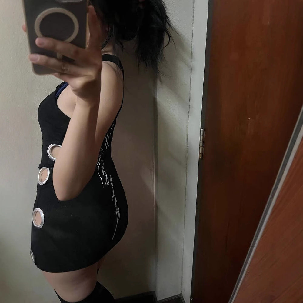 Robe courte ajustée pour femmes avec détails métalliques R&B