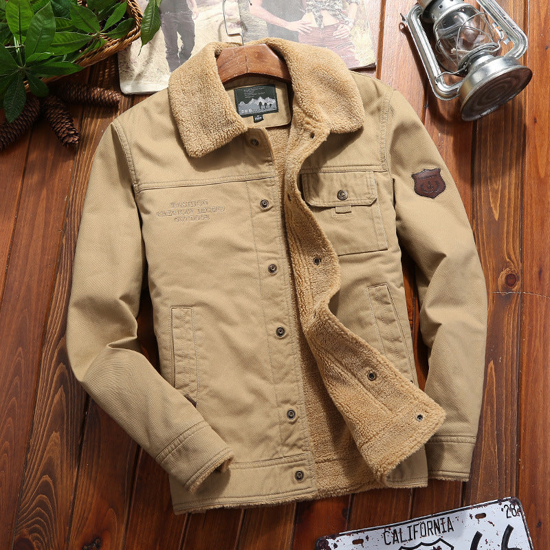 Veste de travail en toile robuste pour hommes avec doublure intérieure en Sherpa, patte de boutonnage cachée et poches fonctionnelles Echo Archiv