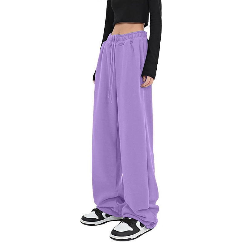 Pantalon palazzo pour femmes en sweat à coupe décontractée avec taille haute confortable, cordon de serrage et poches latérales Echo Archiv