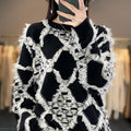 Pull oversized pour femmes avec col rond et franges