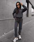 Ensemble de sport en polaire pour femmes avec sweat à capuche zippé mi-haut et pantalon de jogging décontracté Echo Archive