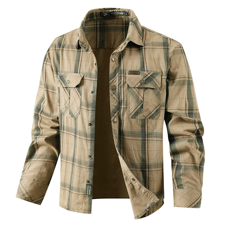 Veste chemise utilitaire renforcée pour hommes en sergé de coton avec poches poitrine à rabat et couture de manche ergonomique Echo Archiv