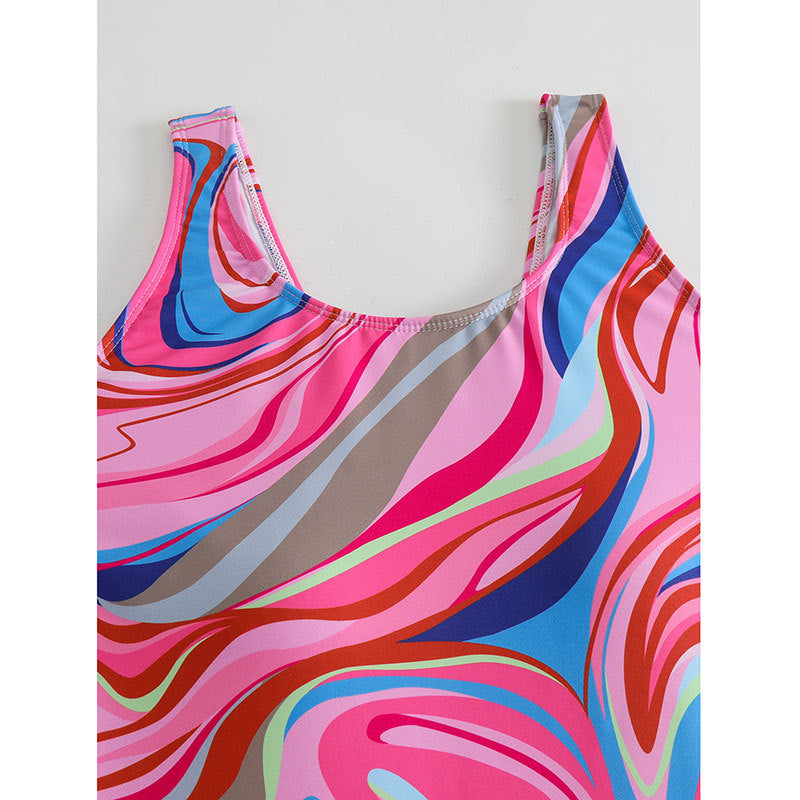 Maillot de bain sportif pour femmes avec motif abstrait moderne R&B