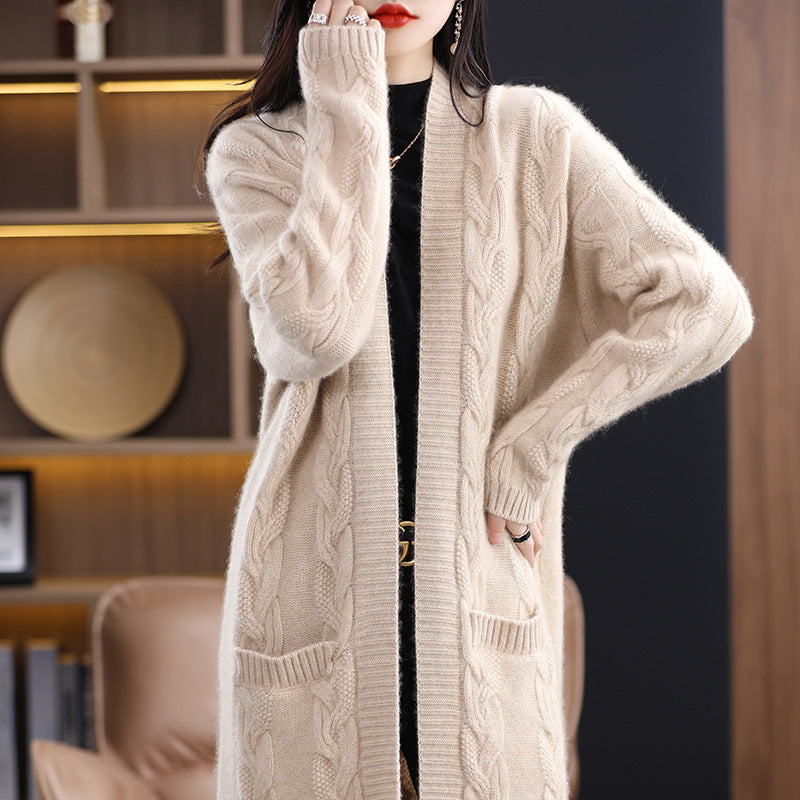 Cardigan long oversize pour femmes avec rayures