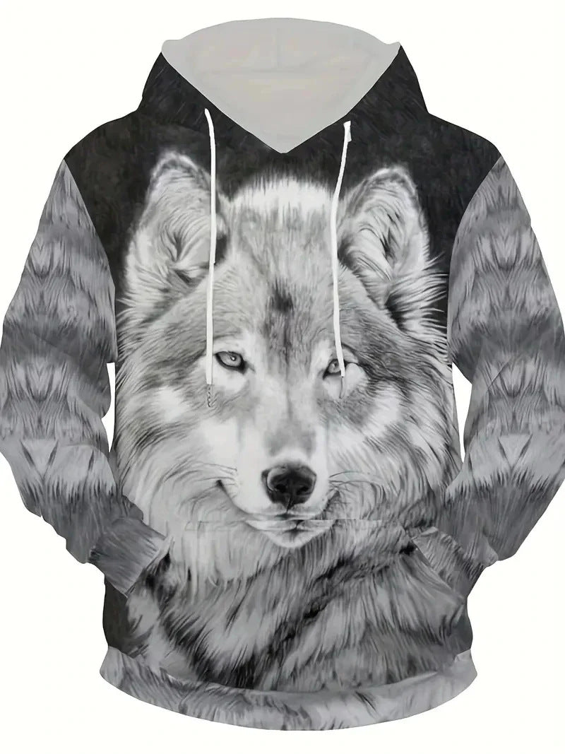 Sweat à capuche pour femmes avec motif de loup et de papillon Echoarchiv