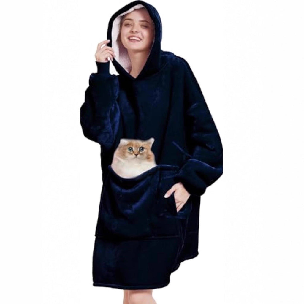 Couverture à capuche oversize en microfibre avec doublure en Sherpa