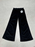 Pantalon en velours pour femmes avec jambe large, taille élastique et application étoile en sequins Echo Archiv