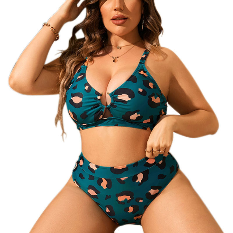 Bikini femme taille haute avec motif léopard moderne R&B