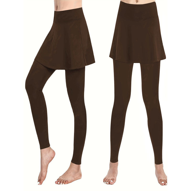 Leggings Taille Haute pour Femmes avec Superposition de Jupe Echoarchiv