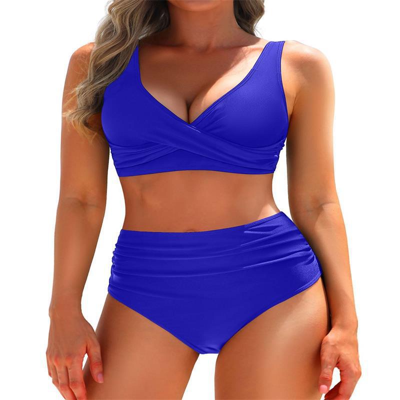 Bikini pour femmes à taille haute avec un élégant design drapé et sculptant R&B