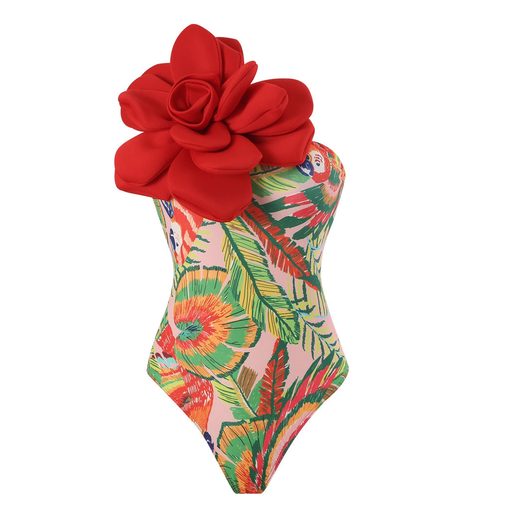 Maillot de bain élégant pour femmes avec détail floral et tunique de plage transparente Echo Archiv
