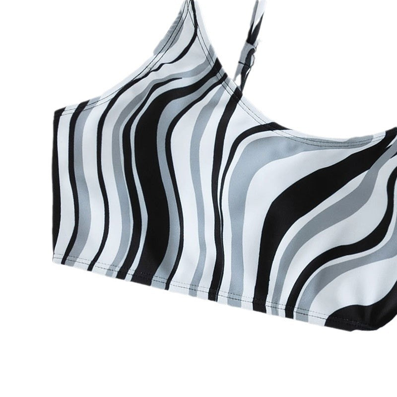 Bikini taille haute pour femmes avec haut en forme de vague R&B