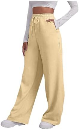 Pantalon lounge palazzo taille haute large pour femmes avec ceinture élastique confortable, cordon de serrage et poches latérales Echo Archiv