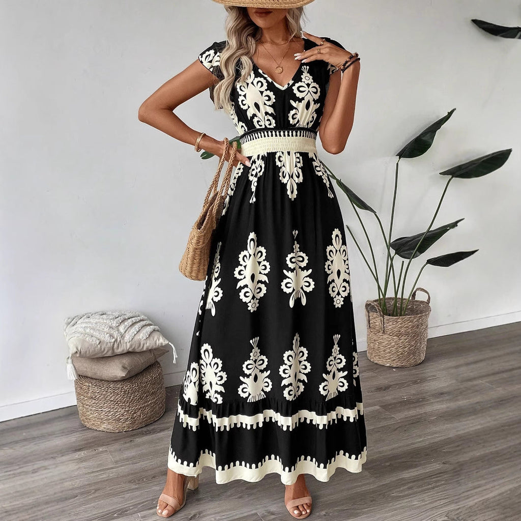 Robe maxi élégante pour femmes avec un fascinant imprimé R&B