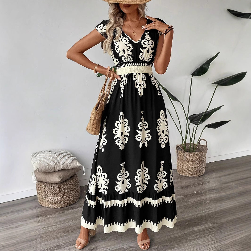 Robe maxi élégante pour femmes avec un fascinant imprimé R&B