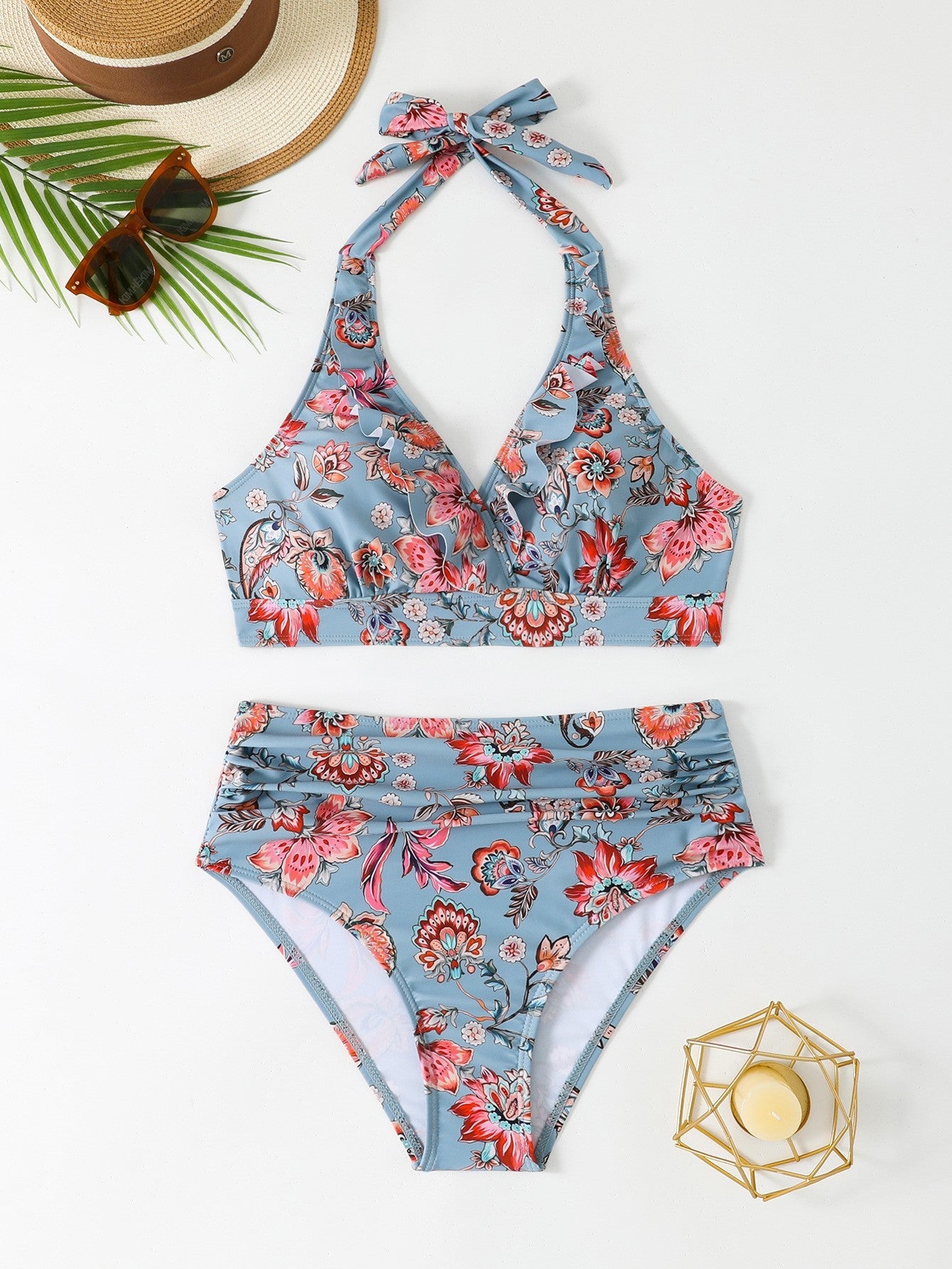 Ensemble de maillot de bain combiné pour femmes à taille haute R&B