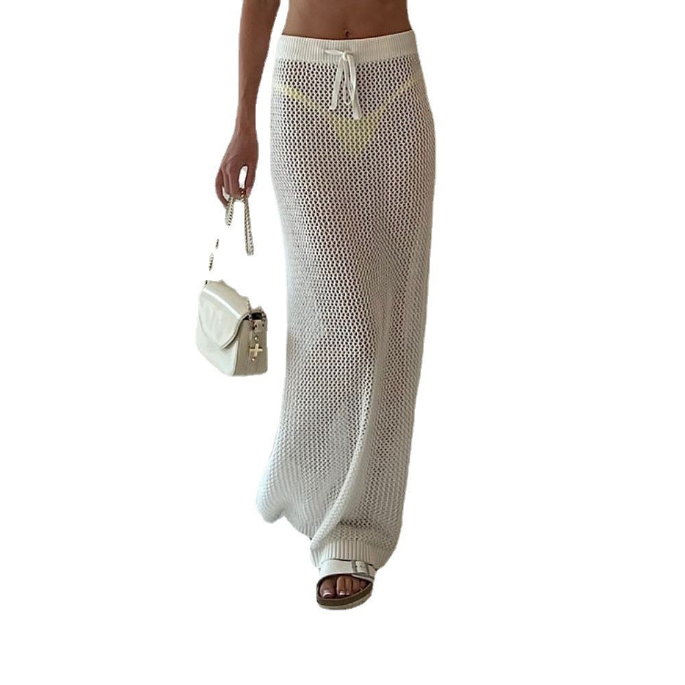 Jupe maxi de plage pour femmes avec fente latérale et taille élastique R&B