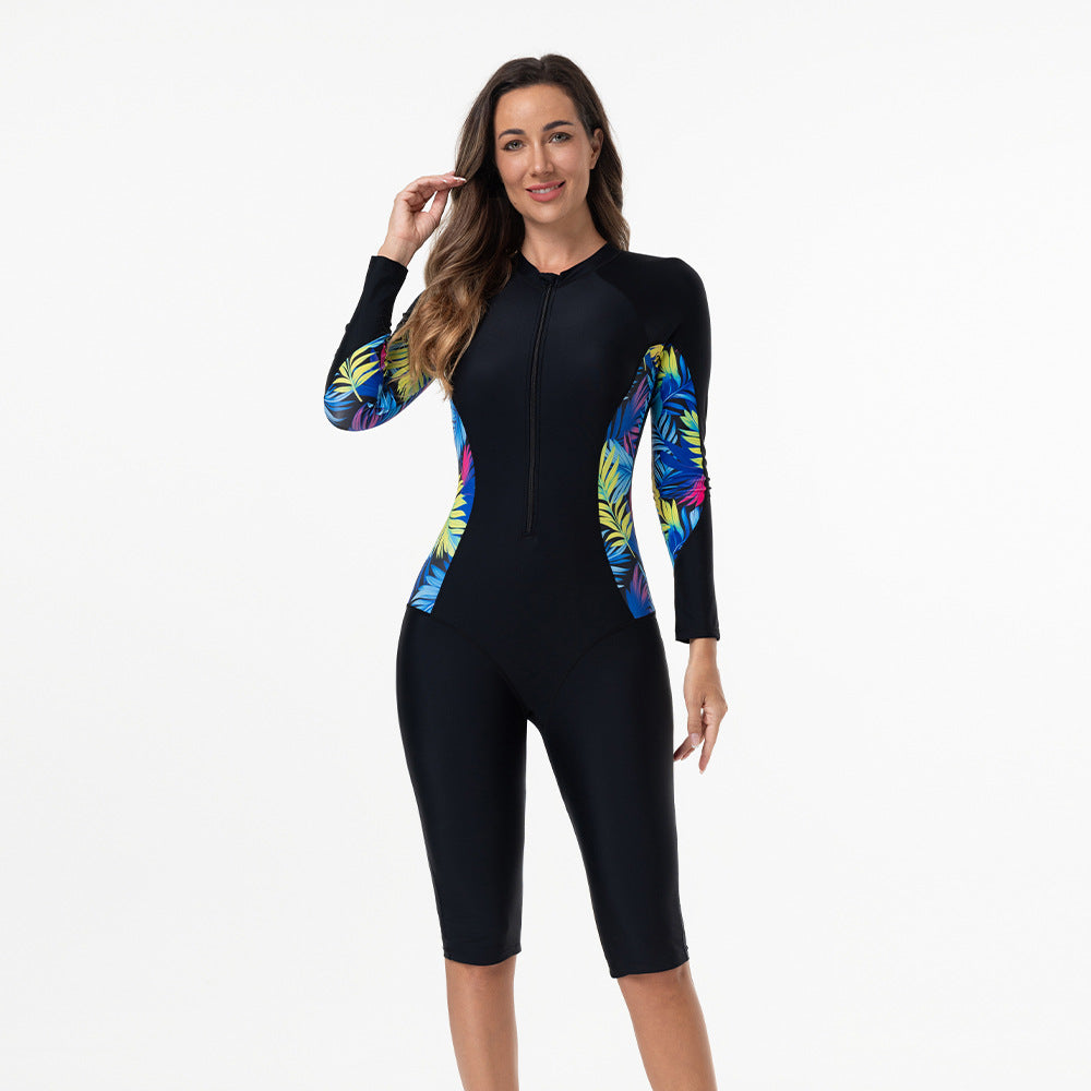 Maillot de bain à manches longues pour femmes avec motif floral coloré Echo Archiv