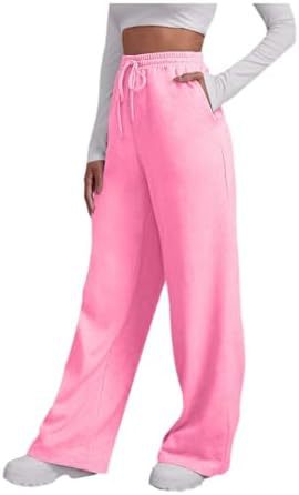 Pantalon lounge palazzo taille haute large pour femmes avec ceinture élastique confortable, cordon de serrage et poches latérales Echo Archiv