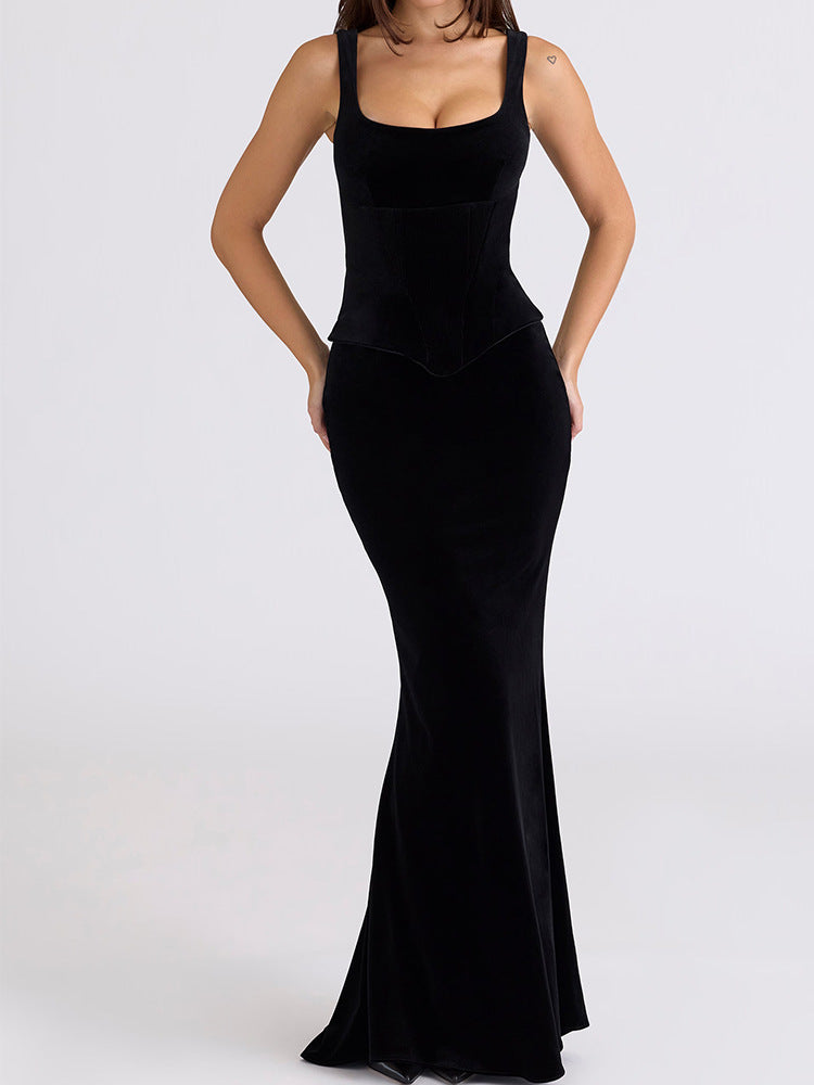 Robe maxi ajustée pour femmes avec coupe élégante R&B