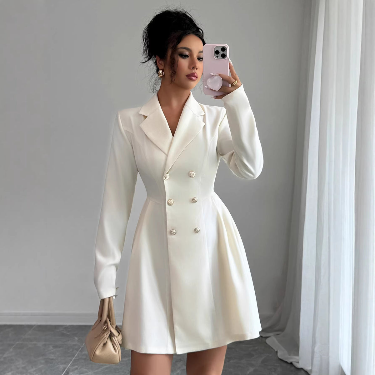 Robe Blazer à Double Boutonnage pour Femmes