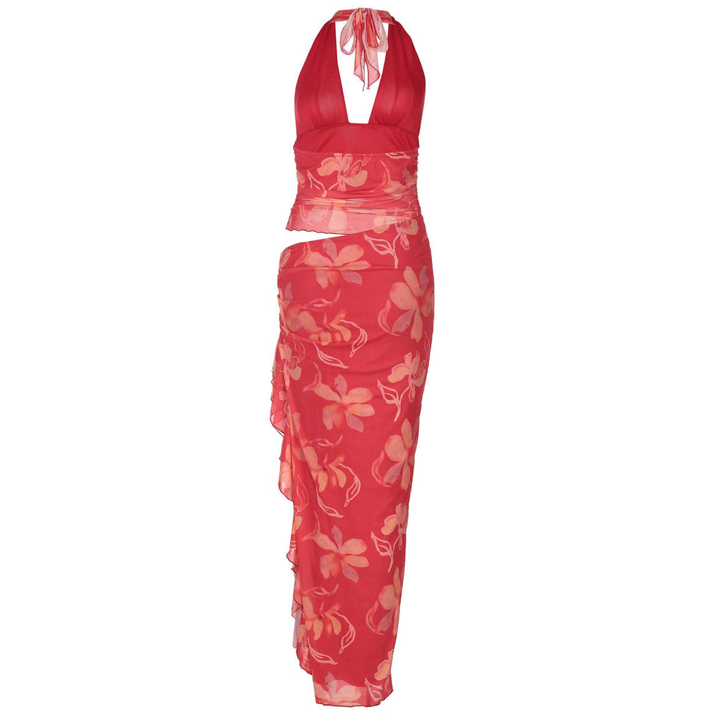 Robe portefeuille pour femmes avec design floral et coupe raffinée R&B