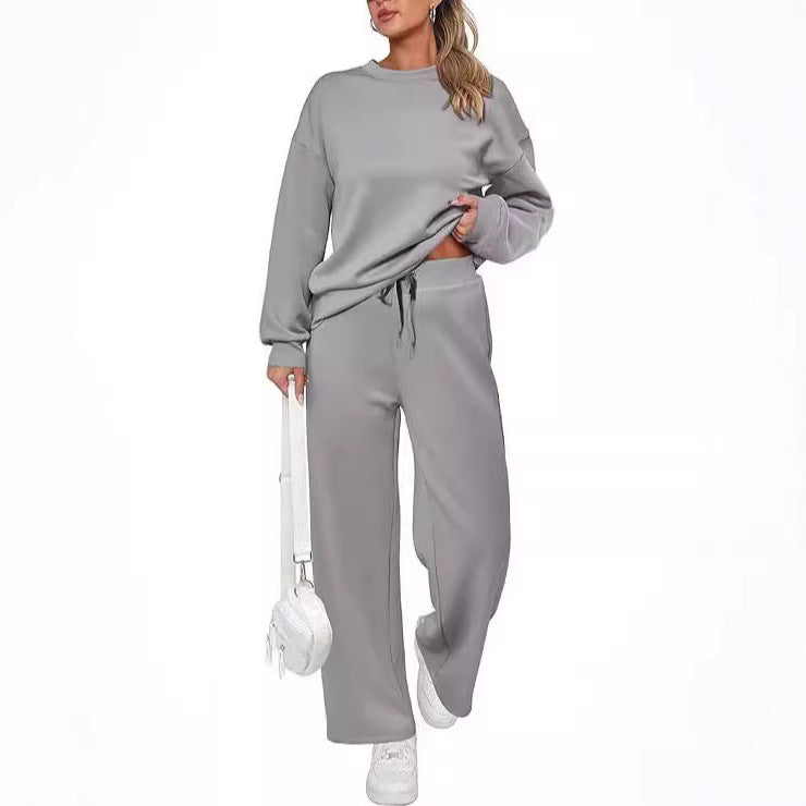 Ensemble de lounge pour femmes en French-Terry à deux pièces avec pull à col rond oversize et jogger taille haute Echo Archiv