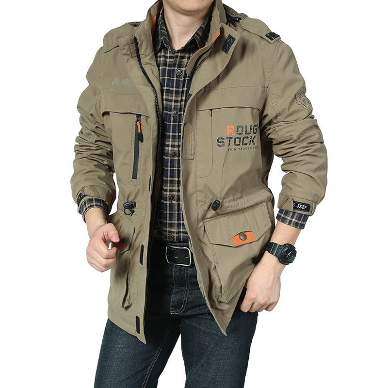 Veste de terrain légère pour hommes, coupe-vent et respirante, avec doublure en mesh, nombreuses poches zippées et à rabat, ainsi que des poignets ajustables - Echo Archiv
