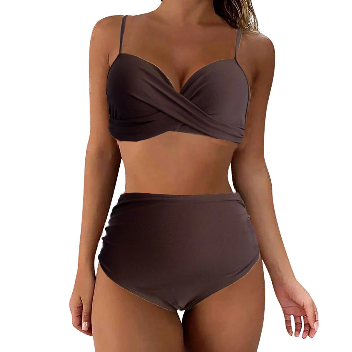 Ensemble de bikini taille haute pour femmes avec haut floral et culotte froncée R&B