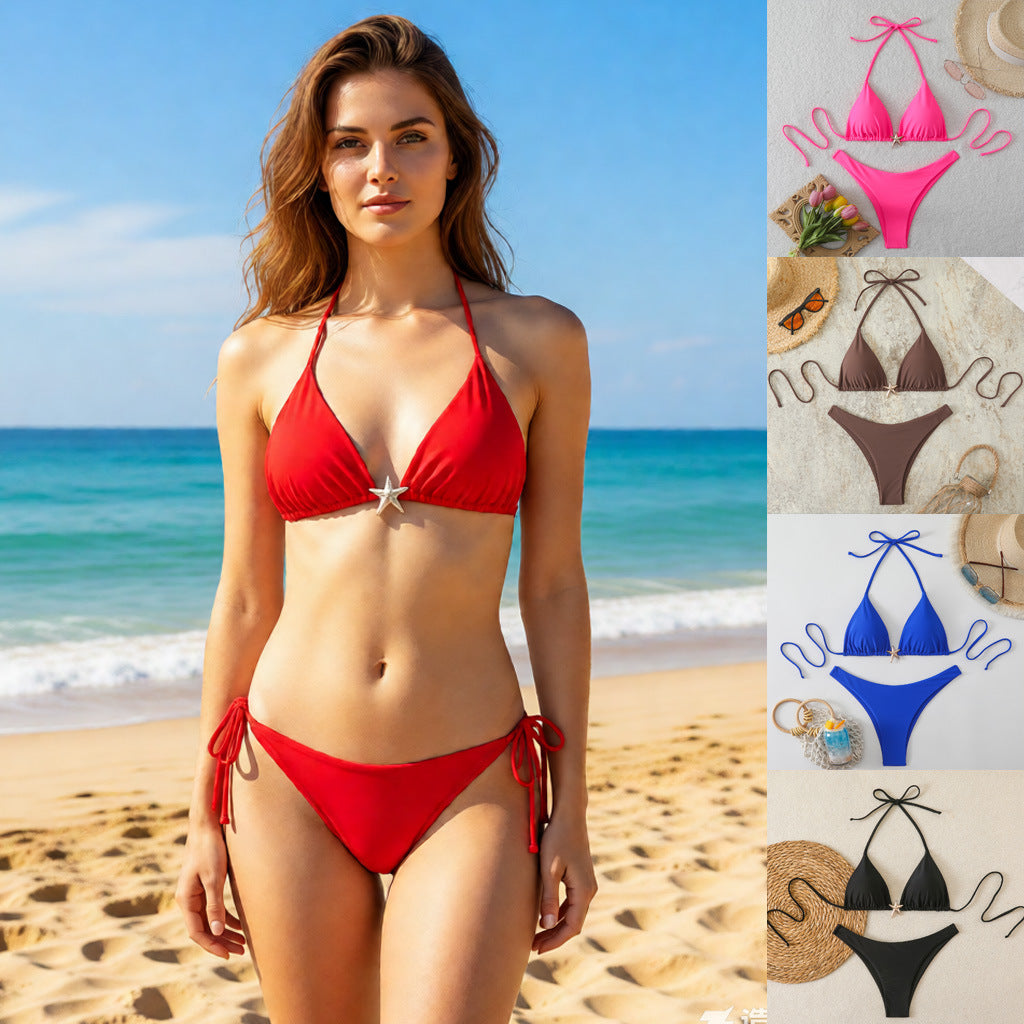 Bikini Triangle Femme avec Détail Étoile à la Mode R&B