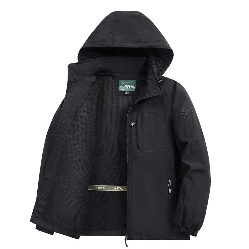 Veste de transition légère pour hommes, déperlant, avec capuche et poches zippées fonctionnelles Echo Archiv