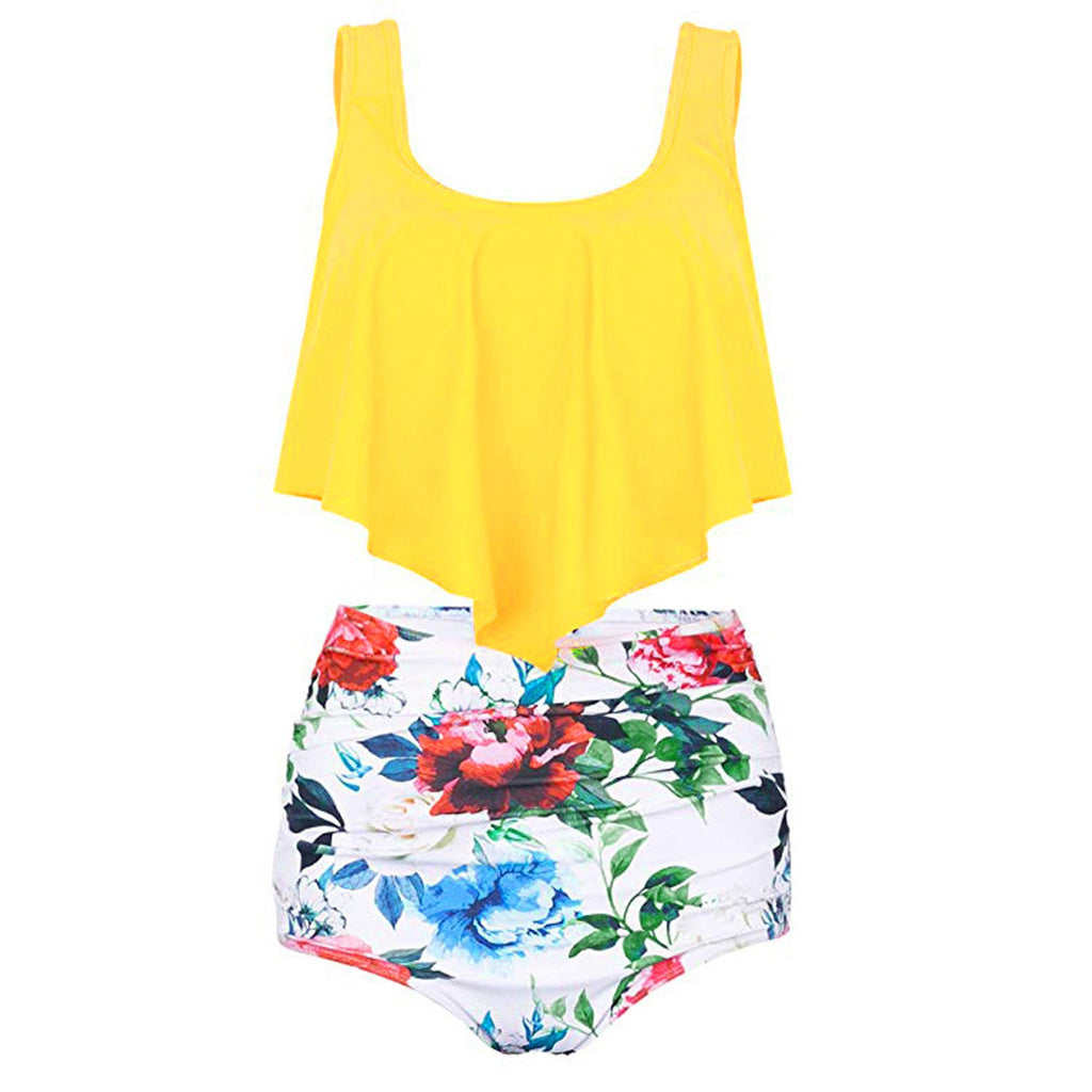 Ensemble de Tankini féminin à la mode avec bas floral et haut décontracté R&B