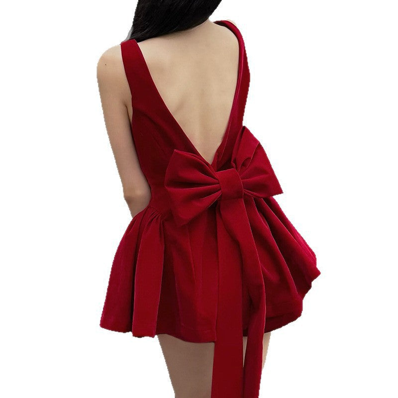 Robe courte en velours pour femmes avec une coupe de haute qualité et une silhouette en A R&B