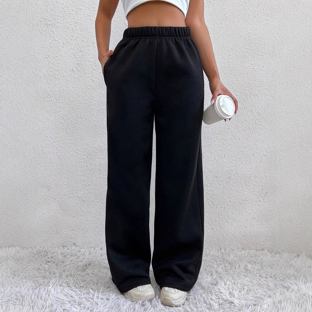 Pantalon de lounge large pour femmes en French Terry avec taille confortable, poches latérales et jambe fluide Echo Archiv