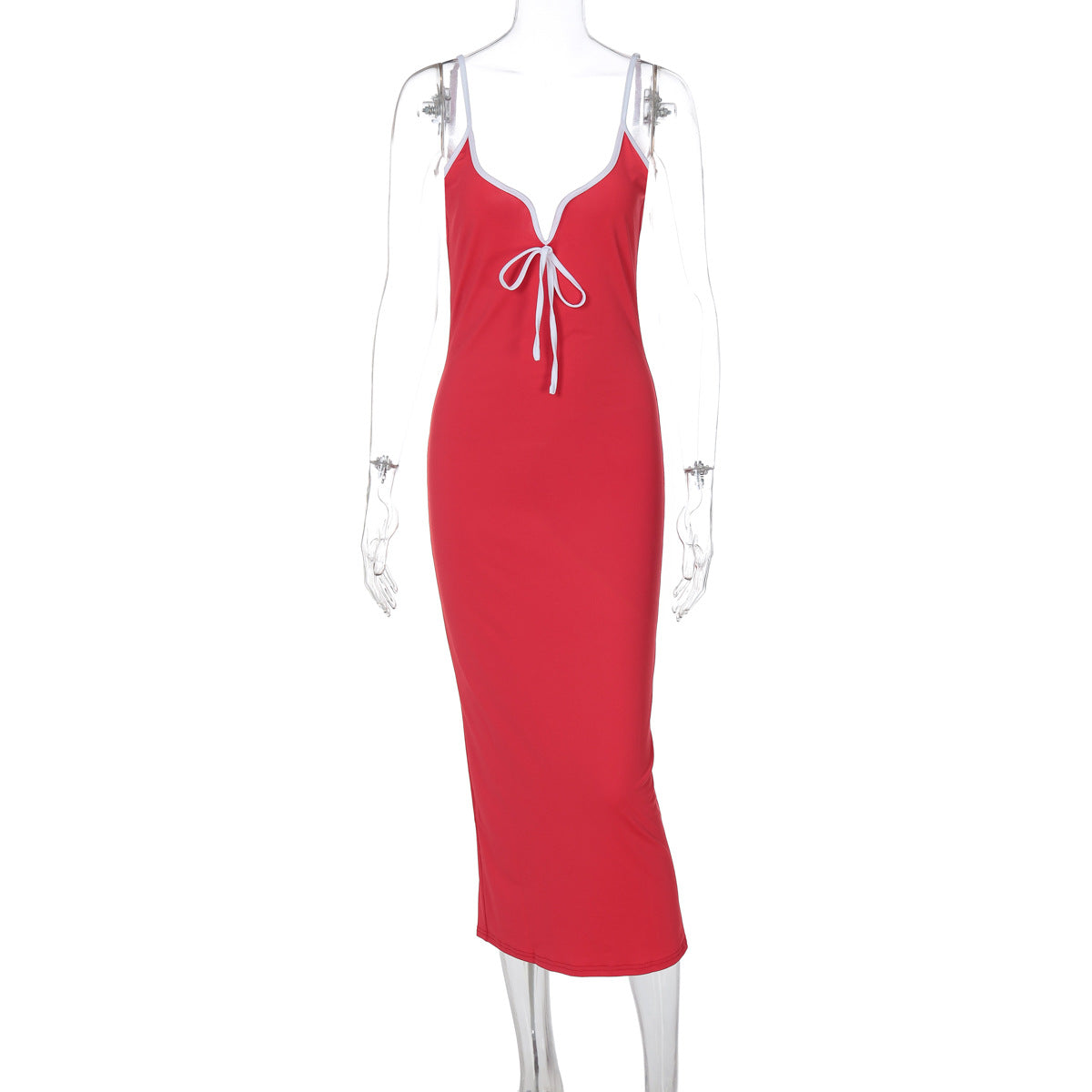 Robe maxi ajustée pour femmes avec décolleté plongeant Heidi-Mode
