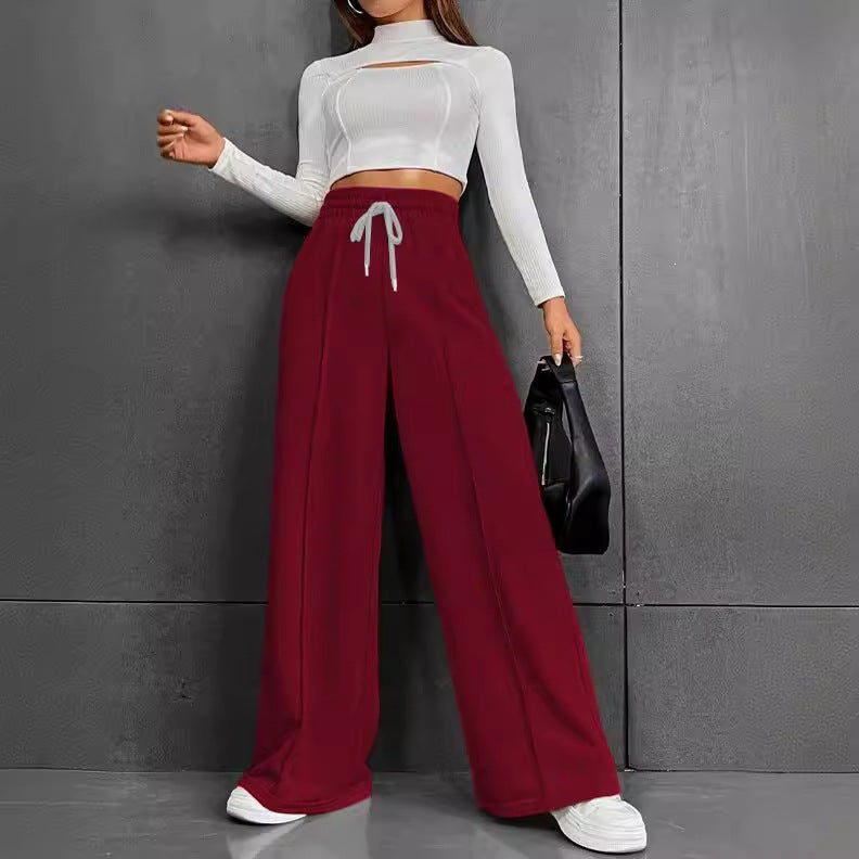 Pantalon jogging palazzo taille haute large pour femmes avec cordon de serrage et plis Echo Archiv