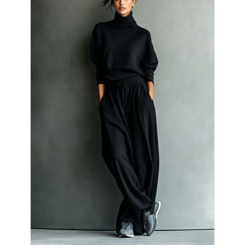 Ensemble de Loungewear à col roulé pour femmes avec haut oversize et pantalon à taille élastique Echoarchiv