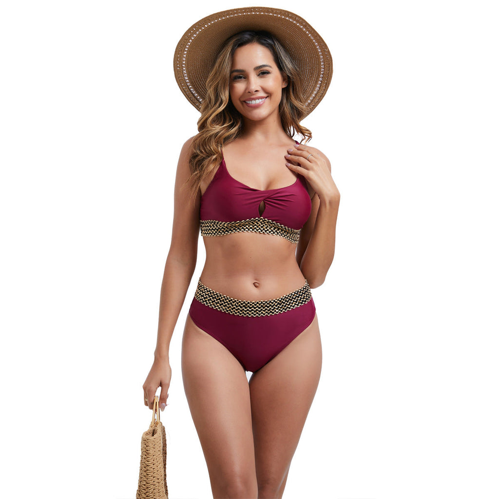 Ensemble de bikini taille haute pour femmes avec des détails de mode R&B
