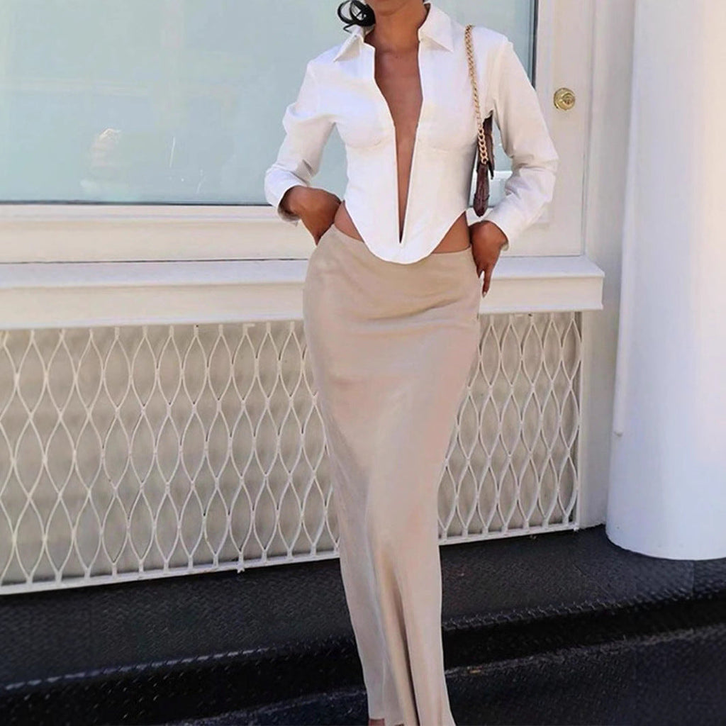 Body blouse femme avec décolleté en V profond et coupe cintrée R&B