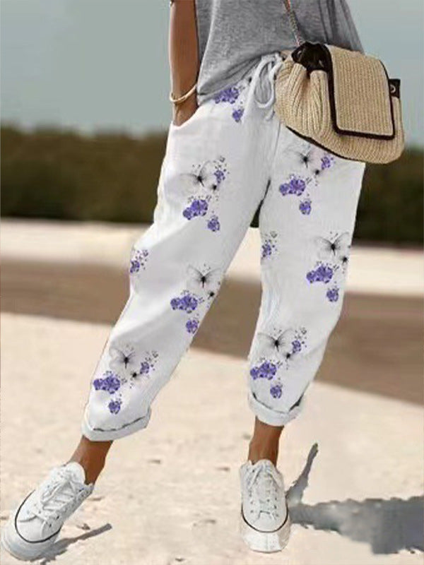 Pantalons Harem en Damenschalotte avec broderie florale Echoarchiv