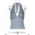 Top à col halter ludique pour femmes avec accents en dentelle R&B