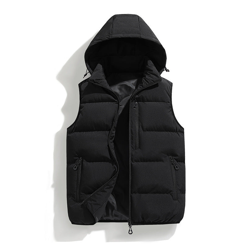 Gilet d'extérieur rembourré pour hommes avec capuche