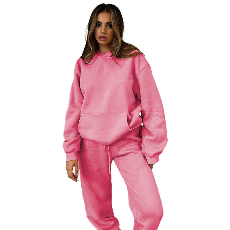 Ensemble de loungewear oversize décontracté pour femmes avec hoodie doublé en polaire et jogging taille haute Echo Archiv