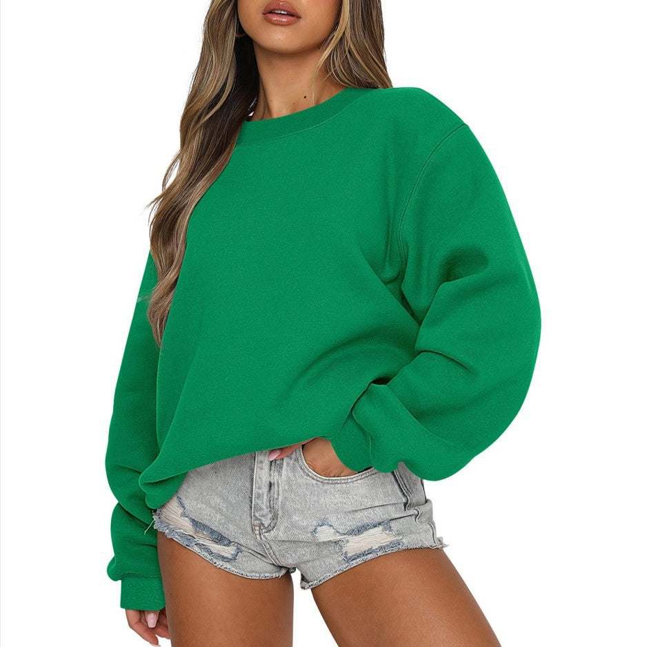 Sweatshirt oversized à col rond pour femmes en mélange de coton avec épaules tombantes, intérieur gratté et bords élastiques Echo Archiv