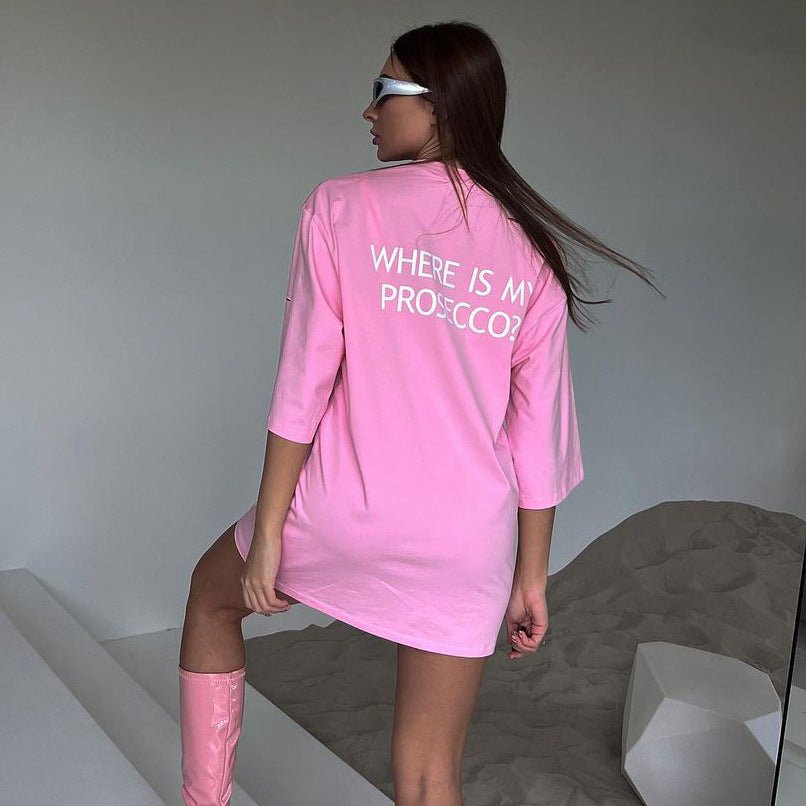 Chemisier long oversize pour femmes avec imprimé statement, manches trois-quarts et silhouette tunique décontractée Echo Archiv