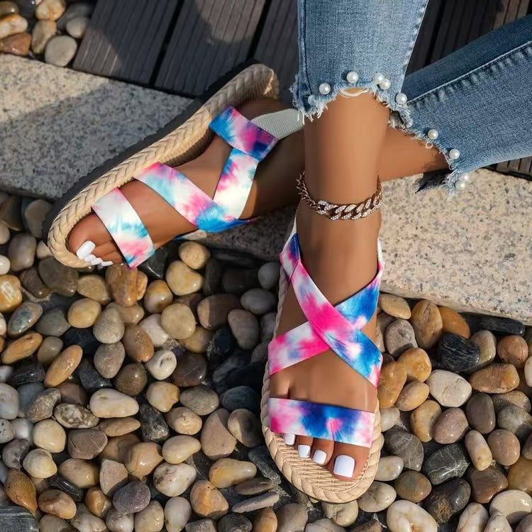 Sandales de plage pour femmes avec des brides élastiques et une semelle confortable R&B