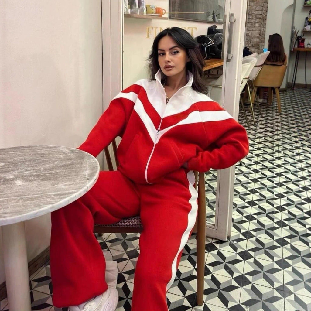 Ensemble de jogging deux pièces pour femmes avec bandes contrastées Echoarchiv