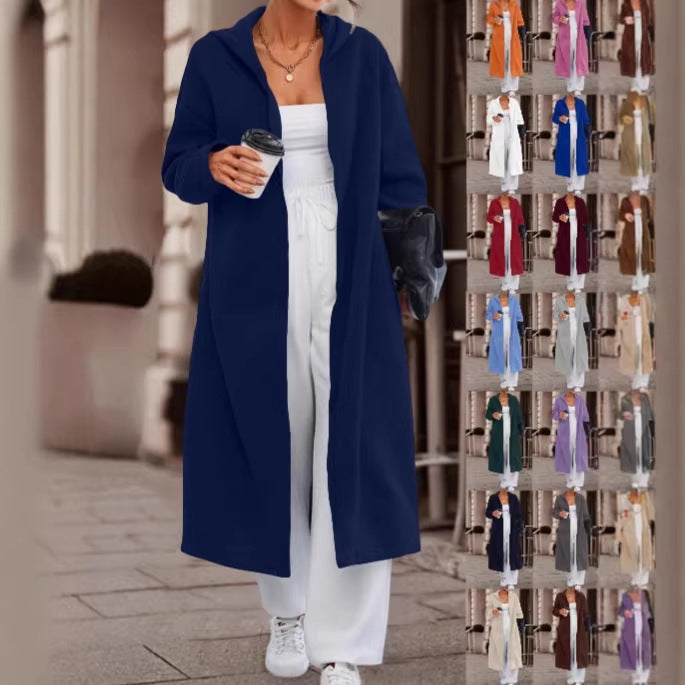 Manteau long oversize à capuche pour femmes avec devant ouvert et doux en polaire Echoarchiv