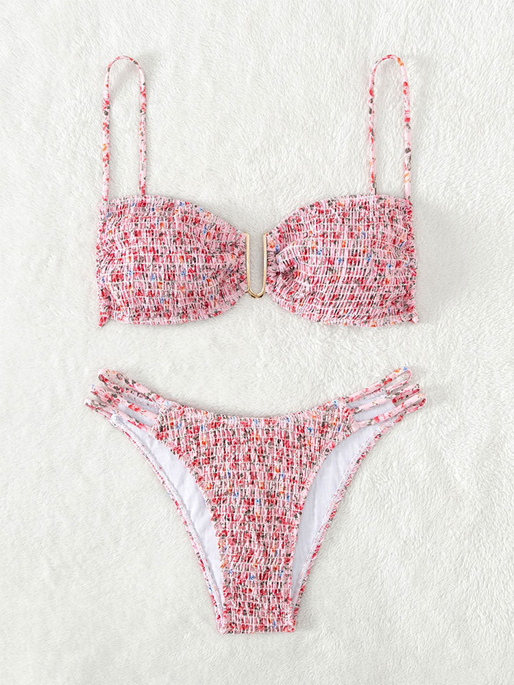 Ensemble de bikini push-up pour femmes avec fronces raffinées R&B