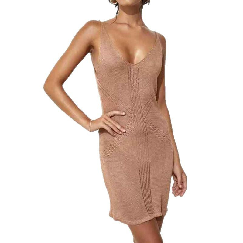 Robe en crochet élégante pour femmes avec décolleté profond R&B
